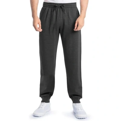 Image of Fruit of the Loom Men&#039;s Eversoft Fleece Joggers with Pockets, Relaxed Fit, Moisture Wicking, Breathable, Tapered Sweatpants, Black Heather, X Large