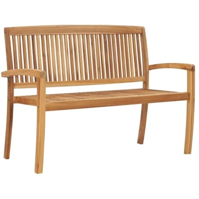 Image of vidaXL 2 Seater Stacking Garden Bench 128.5 cm Solid Teak Wood