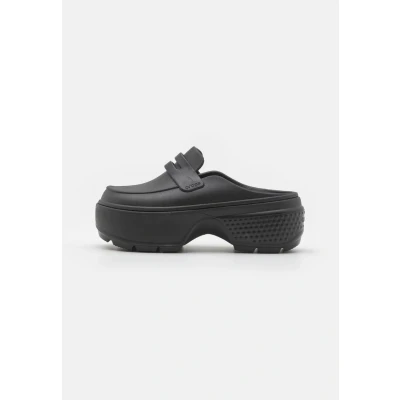 Image of Crocs Stomp Loafer Unisex Heeled mules, Size: M8/W9, Black Synthetics