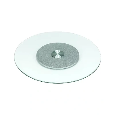 Image of QWORK® Tempered Glass Lazy Susan Rotating Serving Plate, Swivel Turntable, 70 cm / 27&quot;