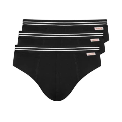 Image of nur der Men&#039;s Cotton Stretch Briefs Pack of 3, Black, XL