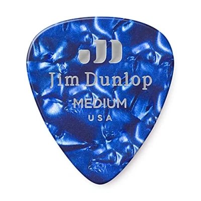 Image of Dunlop 483R10MD Genuine Celluloid, Blue Pearloid, Medium, 72/Bag
