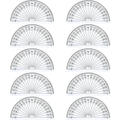 Image of Plastic Protractor for Angle Measurement Student Math 180 Degrees, 4 Inches, Clear, 10 Pack