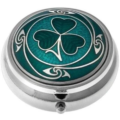 Image of Sea Gems presented by Celtic Glass Designs Pill Box (standard size) in a Shamrock Design