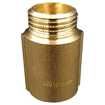 Image of 1/2&quot; BSP (15mm) Pipe Thread Extension Female x Male Cast Iron Brass 30mm Long