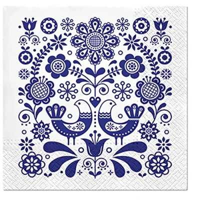 Image of PAW Easter 3 Ply Tissue Paper Napkins Decorative Serviettes for Decoupage 33cm x (Pack of 20) (Folk Stamp)