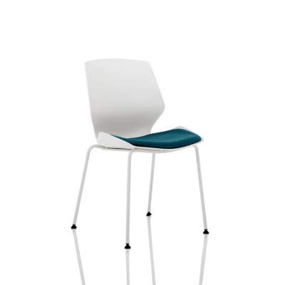 Image of Florence White Frame Visitor Chair in Bespoke Seat Maringa Teal