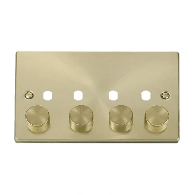 Image of Click Deco 4 Gang Unfurnished Dimmer Plate and Knob (1600W Max) Satin Brass