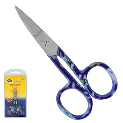 Image of Nail Scissors Professional Cuticle Extra Strong Curved Manicure Clippers Eyebrow Grooming Beard Trimming Hair Cutting (4&quot; Sky Blue)