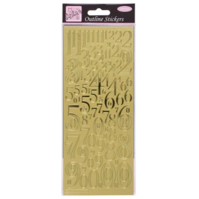 Image of Anitas Outline Stickers, Mixed Numbers, Gold, For Scrapbooking, Card Making, Kids Play, Homework, Art, Craft, Embelish, Decorative, Paper, Card, Glass, Metal, Plastic, Foam