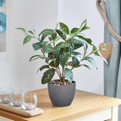 Image of Marco Paul Natural Artificial Plant Realistic Fake Plants in Pots Large Bamboo Tree Faux Potted House for Indoor Pot, Home Office, Lobby, Garden Decorations (Japanese Laurel)