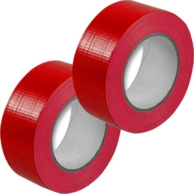 Image of Right Pack 2 x Premium Rolls Red Duct Tape 48mm 50m (2), Strong Heavy Duty Waterproof Cloth Gaffer Gaffa Book Binding Indoor Outdoor