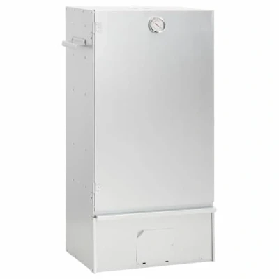 Image of vidaXL Galvanised Steel Oven Smoker with Thermometer Outdoor BBQ Wood Chips, S shaped Hooks, and Grids