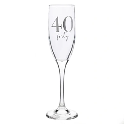 Image of Widdop and Co 40th Birthday Champagne Flute Glass with Silver Detail 40