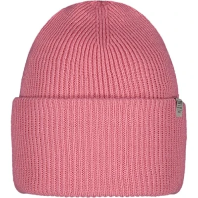 Image of Barts Haveno High Cuffed Ribbed Knit Stretchy Beanie Hat Pink