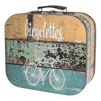 Image of HMF VKO200 Vintage Wooden Suitcase 32 x 29,5 12 cm Large Bicycle