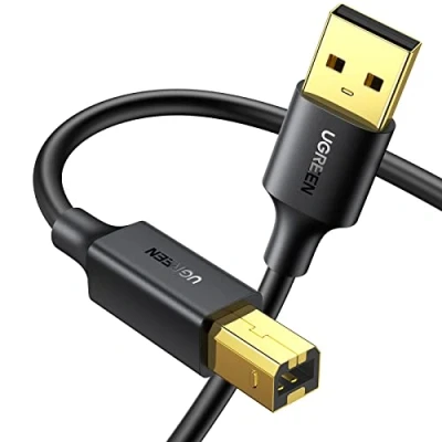 Image of UGREEN Printer Cable, USB A to B Lead 24K Gold Plated, 2.0 Type Male Scanner Cord Compatible with Epson HP Canon Envy Lexmark Dell Brother DAC Xerox etc(1.5M)