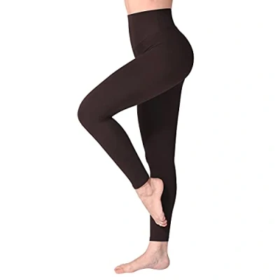 Image of SINOPHANT High Waisted Leggings for Women, Buttery Soft Elastic Opaque Tummy Control Leggings, Plus Size Workout Gym Yoga(Brown1,S M)