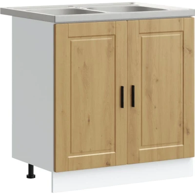 Image of vidaXL Sink Base Cabinet 2 pcs Brown 80 x 46 84.5 cm Engineered wood