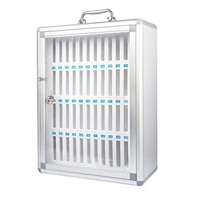 Image of Mobile Phone Storage Cabinet Safe Deposit Box School Factory Examination Work Transparent Lock With Numbered Locker (Color : Silver, Size 48)