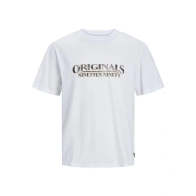Image of JACK &amp; JONES Men&#039;s Jorgrand Branding Tee Ss Crew Neck Blk T Shirt, Bright White, M