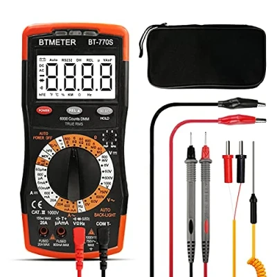 Image of BTMETER BT 770S Multimeter Manual Ranging Electric Meter, for AC DC Volt Amp Ohm Capacitance Frequency with Continuity Tester, Auto Backlit Automotive Hobbyist Electrical Home