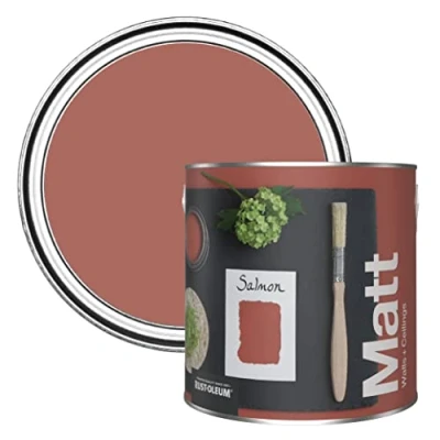 Image of Rust Oleum Colours Matt Emulsion Wall and Ceiling Paint Salmon 2.5L