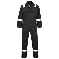 Image of Portwest BIZ5 Men&#039;s Hi Vis FR Coveralls Bizweld Iona Flame Retardant Fireproof Workwear Overalls Black, X Large