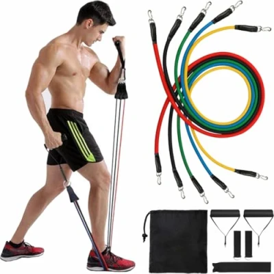 Image of Resistance Bands, Bands Set Men, Workouts Exercise Band with 5 Fitness Tubes, 2 Foam Handles Strength Training Home Gym Equipment