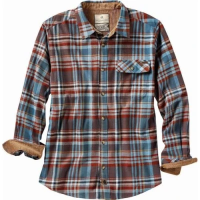 Image of Legendary Whitetails Men&#039;s Buck Camp Flannel Shirt Button, Barnwood Slate Plaid, XXL