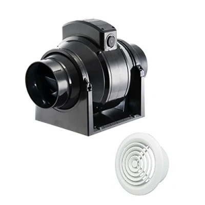 Image of Manrose MF100T in Line Extractor Fan with Timer 100mm/4&quot; + White Intake Grille
