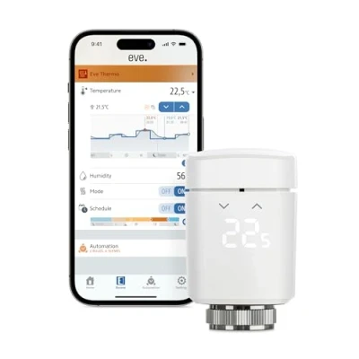 Image of Eve Thermo (Matter): Smart Thermostat Radiator Valve, LED Display, Automatic Temperature Control, Save Energy, Apple Home, Amazon Alexa, Samsung SmartThings, Google req. Thread Border Router