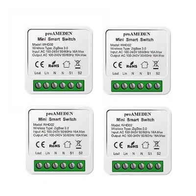 Image of proAMEDEN ZigBee 3.0 Smart Switch 16A Mini Wifi Module Compatible with Alexa and Google Home Assistant, (ZigBee, 4/un).