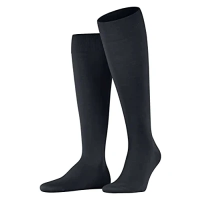 Image of FALKE Men&#039;s ClimaWool M KH Temperature Regulating Long Plain 1 Pair Knee High Socks, Blue (Dark Navy 6370), 8.5 9.5