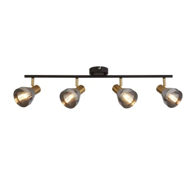 Image of Westminster 4 Light Spotlight Black, Satin Brass &amp; Smoked Glass
