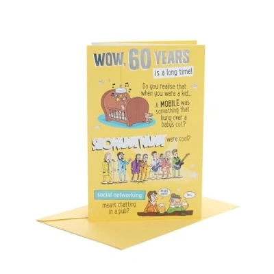 Image of UK Greetings 60th Birthday Card for Him/Friend Humorous Design, Multi, 149mm x 229mm