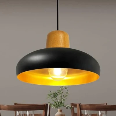 Image of bamyum Androa Industrial Ceiling Light Ø40 cm Metal Lamp Lighting Fixture Mid Century Modern Chandeliers Vintage Light, Black and Gold