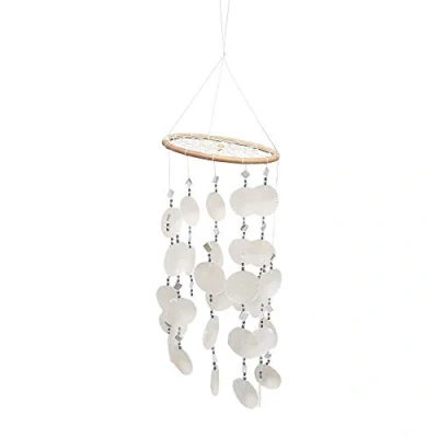 Image of VIE Naturals Windchime 45 cm Hanging Height, White Capiz Shells with Black Beads, Various, One