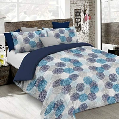 Image of Italian Bed Linen Fantasy Duvet Cover Set, Soffioni Blu, 2P, Double