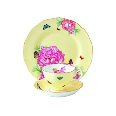 Image of Royal Albert Miranda Kerr 40001838 Joy Teacup, Saucer &amp; 20cm Side Plate 3 Pc Set, Bone China, Yellow 22