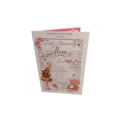 Image of Xpress Yourself Champagne &amp; Roses Congratulations On Your Ruby Anniversary Mum Dad 40th Wedding Card