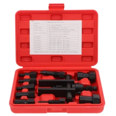 Image of Angoily Bearing Puller Separator Kit: 10pcs Blind Hole Collet Race and Seal Extractor Kit Slide Hammer Pilot Insert Inner Internal Removal Tool Set, Red, 21.8x15cm