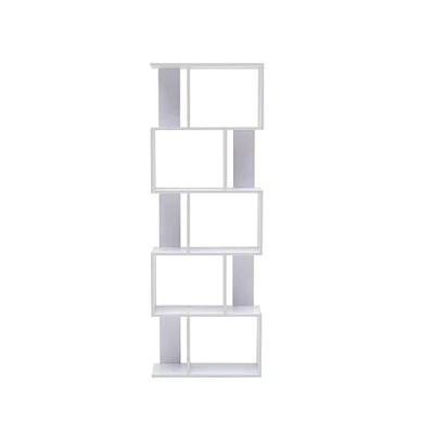 Image of Rebecca Mobili Shelf Bookcase 10 Spaces Mdf Wood White Modern Style Living Room Bedroom 169 x 60 24 cm (HxWxD) Art. RE4585
