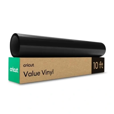 Image of Cricut Vinyl Permanent Black 3m (10ft) Self Adhesive Roll for use with All Cutting Machines