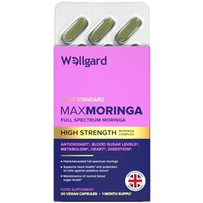 Image of Wellgard Max Moringa Supports Blood Sugar Balance, Heart &amp; Digestive Health, and Metabolism, 60 Vegan Capsules