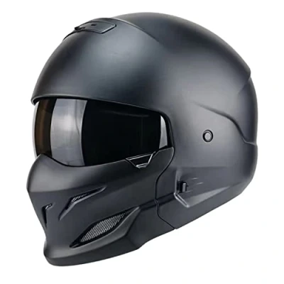 Image of Woljay Modular Helmets Open face Full Motorcycle Helmet for Unisex Adult Scooter Street Bike Cruiser DOT Approved (Matte Black,Large)