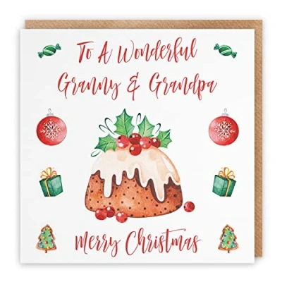 Image of Hunts England Granny And Grandpa Christmas Card To A Wonderful &amp; Merry Pudding Collection Funny Xmas
