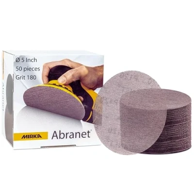 Image of Mirka 9A 232 180 5 Inch Grit Mesh Abrasive Dust Free Sanding Discs, Box of 50 Discs