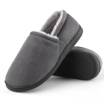Image of riemot Men&#039;s Wool Blend Closed back Slippers, Indoor/Outdoor Durable House Shoes with High density Foam Grey 47EU