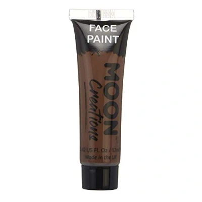 Image of Moon Creations Face &amp; Body Paint Tubes Brown 12ml Ready to Use No Flake Cruelty Free, Made in UK for Kids, Adults, Fancy Dress, Festivals, Halloween More
